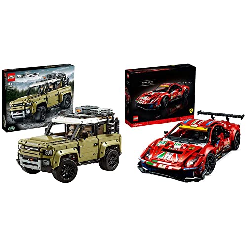 LEGO 42110 Technic Land Rover Defender, Modellauto, ab 11 Jahre und Erwachsene & 42125 Technic Ferrari 488 GTE “AF Corse…