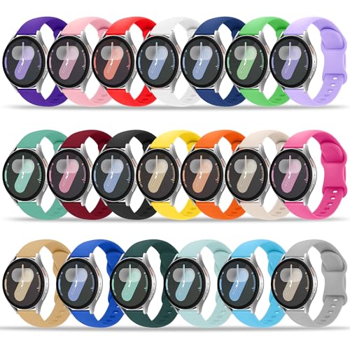 Tiorecime 20 Pack Bands Compatible with Samsung Galaxy Watch 7 6 5 4 FE 40mm 44mm/6 4 Classic 43mm 47mm 42mm 46mm/5 Pro 45mm/Active 2 Band, 20mm Soft Silicone Sport Replacement Strap for Women Men