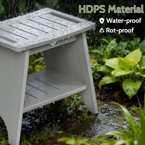 Siège de douche imperméable gris avec rangement à 2 niveaux - 4