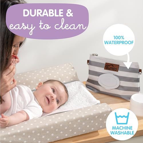 Baby Bumco Diaper Clutch Bag - Water Resistant; Lightweight; Refillable Wipes Dispenser; Portable Changing Kit (Gray)