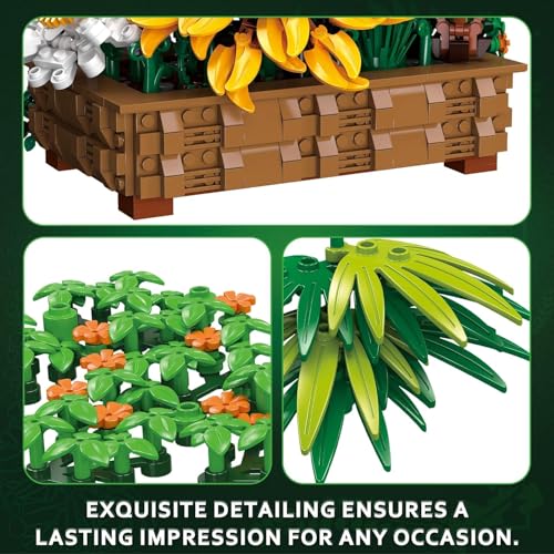 Image of 2-in-1 Flower Botanical Bonsai Building Set - Creative Botanical Collection for Home & Office Decor | Unique DIY Gift for Adults & Kids | Sunflower, Chrysanthemum, Ivy & Succulents | 818+ PCS