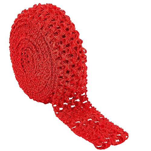 GORGECRAFT 5.5 Yards 1.6" Wide Elastic Crochet Headband Ribbon Polyester Crochet Stretch Trim Fabric for Hair Accessories Tube Top Hair Band Making