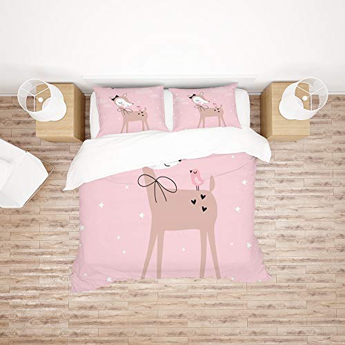 Housse de couette microfibre souple parure lit double cerf - 3