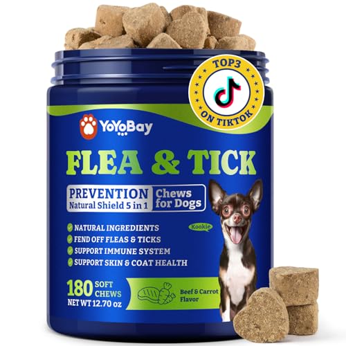 YoYoBay Flea & Tick Prevention for Dogs Chewables, Natural Dog Flea and Tick Control Treatment, Oral...