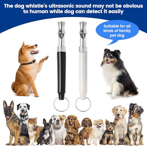 2 Pack Dog Whistle - Dog Whistle to Stop Barking Neighbor's Dog & Long Range Recall, Adjustable Ultrasonic Silent Dog Whistle with Lanyard for Training Recall, Professional Obedience (Black & White) - Image 8