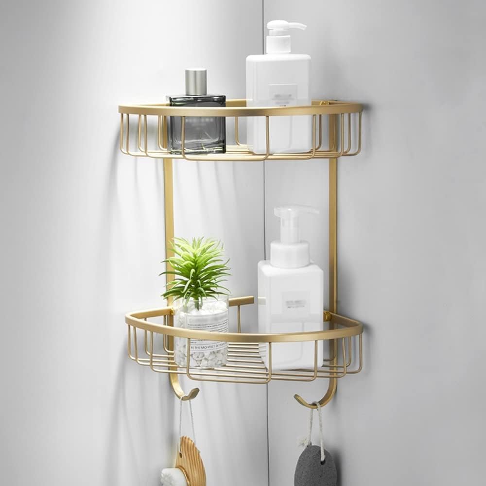 Estante de ducha esquinero montado en la pared, cesta de drenaje de doble nivel, resistente al óxido para baño, cocina, organizador de toallas de champú