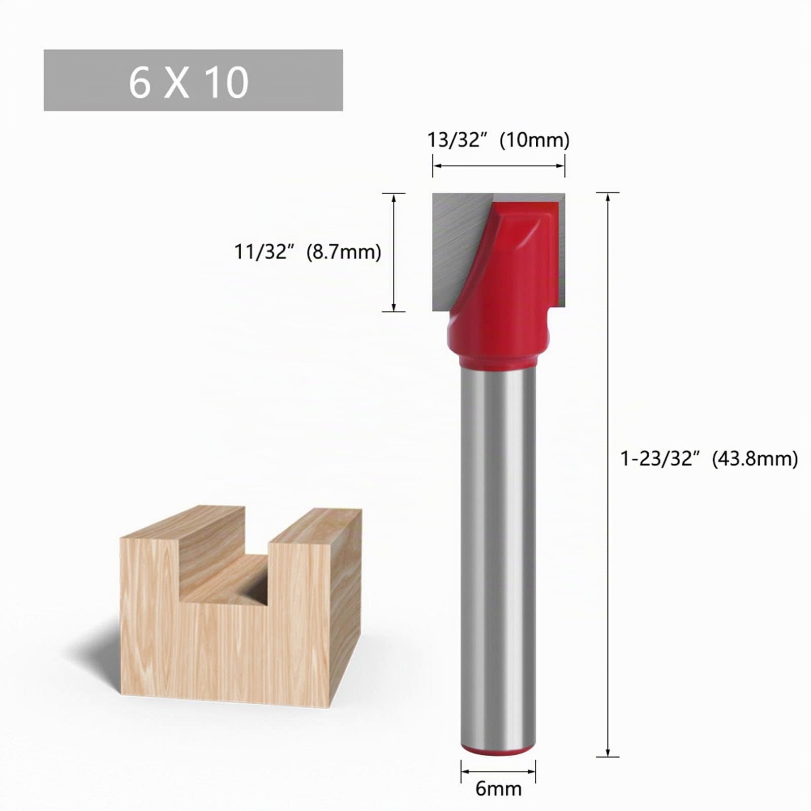 BIGP Set di 6 Fresa per la Pulizia del Fondo, con codolo da 6 mm, per la lavorazione del legno, punte da 10/16/20/22/30/32 mm