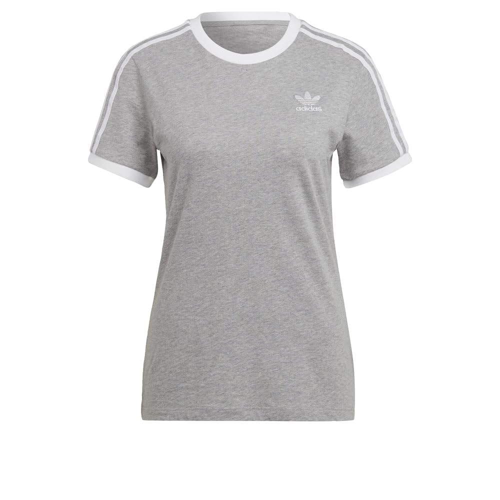 adidas Women's 3 Stripes Tee, Medium Grey Heather, S