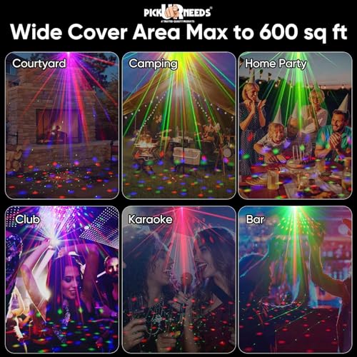 Image of Pick Ur Needs LED Party Light with Remote - Sound Activated DJ Disco Ball Light, Strobe Laser Light Projector for Home Party, Club, Wedding, Birthday, Christmas, Stage Lighting - RGB Effects
