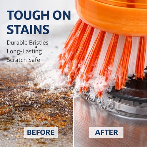 Image of MIKANIX Soap Dispensing Cleaning Brush, Dish Scrubber with Liquid Dispenser for Kitchen Sink, Cookware, Stove, Bathroom & Tiles, Multipurpose Scrub Brush (Pack of 1)