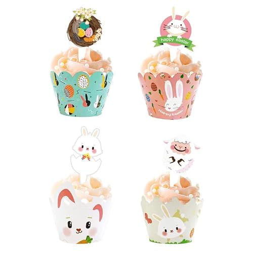 YACANNA Lot de 12 décorations de cupcakes de Pâques pour décoration de gâteaux de Pâques Cover