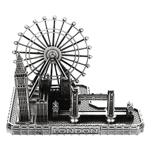 Besportble London Famous Buildings London City Scene Model London Eye Big Ben Tower Bridge Uk Ornament Architectural Building Statue Vintage Decoration For Uk Travel Gifts Silver Tower Bridge Figurine #TOP7