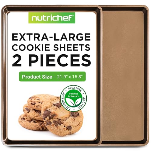 NutriChef 2-Piece Nonstick XL Cookie Sheets for Baking