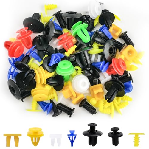 100 pièces Clips de fixation pour voiture, ensemble de 10 types de clips pour revêtement de porte, attaches en nylon, rivets à expansion pour pare-chocs,...