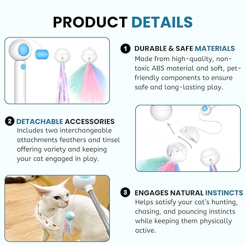 Image of Foodie Puppies Retractable Cat Teaser Wand Toy with Laser Light, Feather Bell Refills & Colorful Tassels for Cats & Kittens | Adjustable, Recycling Design | Interactive Toy for Playing & Pouncing