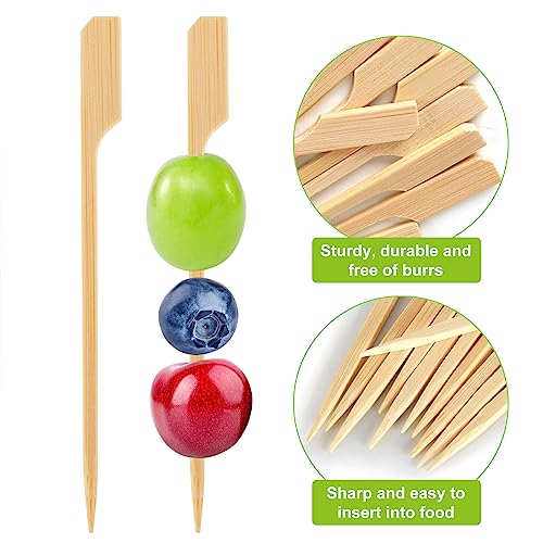 300PCS Cocktail Picks Bamboo Skewers for Appetizers, FATLODA Paddle Wooden Skewers, Fancy Flat Toothpicks for Appetizers, 4.7 IN Bamboo Sticks for Party Sandwich Fruit Charcuterie Boards Accessories - Image 7