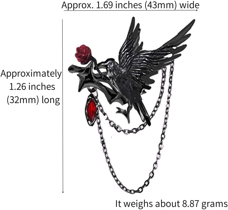 original design Hip Hop Gothic brooch Crow Lady Party gift M3362 - Image 5