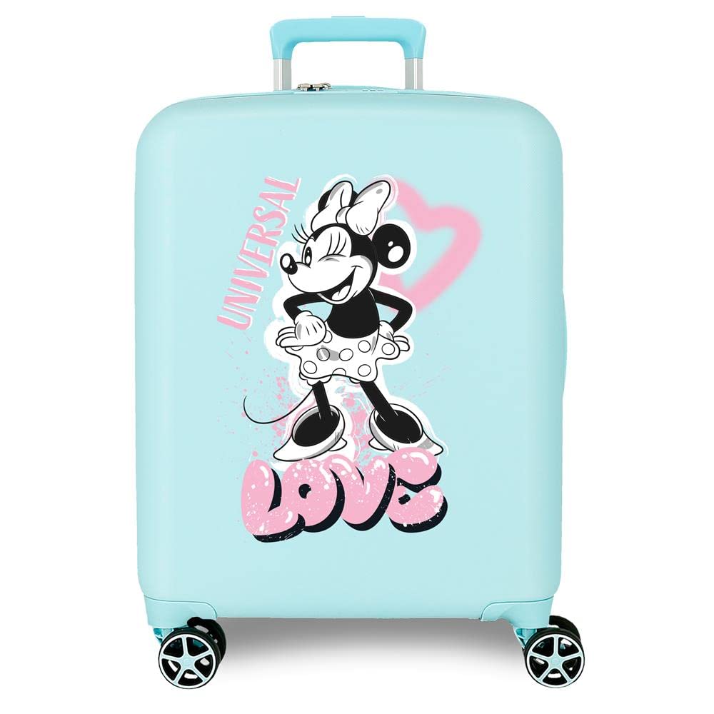Disney Minnie Heart Turkusowa walizka kabinowa 40x55x20 cm Twardy ABS Zintegrowany zamek TSA 38, Serce, Talla única, Walizka kabinowa