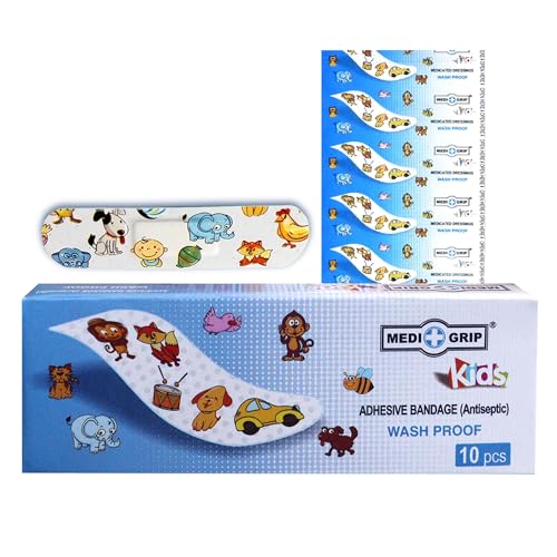 Image of Medigrip Kids Band Aid (Pack of 100 Plasters) Adhesive Band Aid (Set of 10)