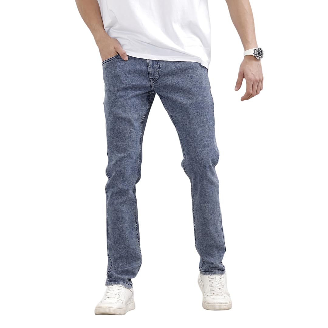 Men's Cotton Stretch Jeans | Solid | Slim Fit | Mid Rise