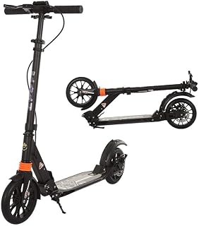 Adult Kick Scooter Foldable 4 Levels Adjustable Height w/Hand Brake, Teen Kick Scooter, Commuter Scooters, City Scooters Birthday Gifts, Support 100kg(220lbs), Black