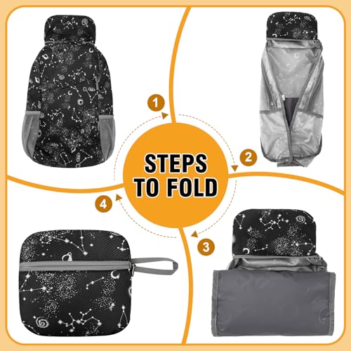 ZOMAKE Lightweight Packable Backpack 20L,Foldable Backpacks Small Daypack for Hiking Water Resistant Day Bag for Travel(Star Print) — view 6