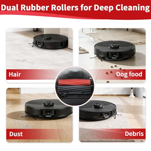 Image of 2-Pack Dual Main Brush Replacement for Roborock S8 MaxV Ultra, S8 Max Ultra, Qrevo Master, Qrevo Slim Robot Vacuum Cleaner, Rubber Roller Brush Kit