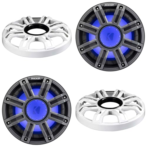 Kicker (2) 51MWE104 - MWF 10-Inch Premium Marine Subwoofer (for Enclosures) 4-ohm and 51MWG10W White Grill Bundle