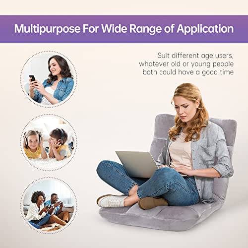 Image of PayLessHere Floor Chair Multi-Angle Adjustable Back Support with Skin Friendly Coral Velvet for Meditation Gaming Reading Living Room