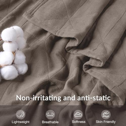 Exclusivo Mezcla 100% Cotton Muslin Blanket for Bed, King Size 4-Layer Moisture-Wicking and Breathable Ultra Soft Gauze Blanket for Spring Summer, 104"x90", Pine Bark — view 2