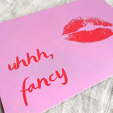 Madam ERLE Card No. 4 | uhhh, fancy | stylish trendy pink red postcard with kissing mouth birthday card for best friend Cover