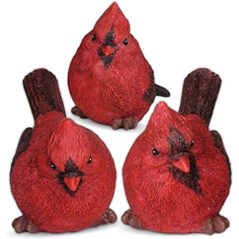 BANBERRY DESIGNS Cardinal Figurine Birds Decoration - Set of 3 Styles - 4 Inch High Cover