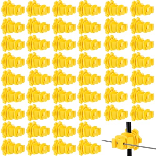 Cididu 50 Pack Electric Fence Insulators Screw Tight Round Post Insulator Electric Fence Wire Insulators for Round Pipe Post Clips Insulators for Farm Animal Agricultural Fence