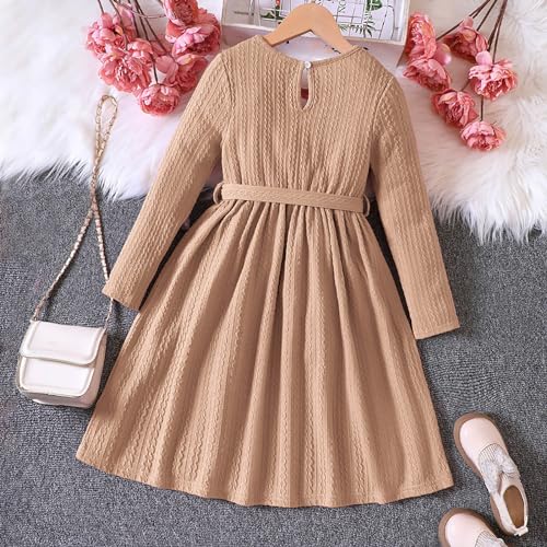 Big Kids Girl Long Sleeve Dress Ruffle Button Front Knit Casual Pullover Sweater Fall Winter Dresses for Girls4