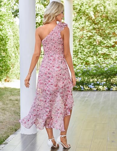 Image of GRACE KARIN Womens Summer One Shoulder Sleeveless Dresses Floral Flowy Ruffle High Low Wedding Guest Maxi Sundresses