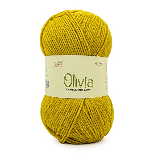 Image of Ganga Acrowools Acrylic Olivia, Double Knit Yarn. Hand Knitting and Crochet Yarn. Oekotex Class 1 Certified. Pack of 2 Balls - 100Gms Each. Shade No - Olv028, Green