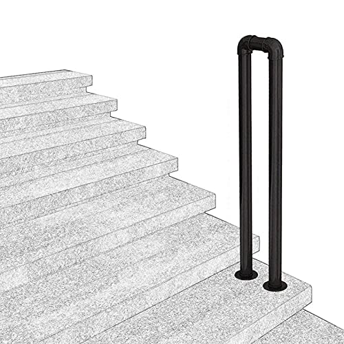Handlauf Treppengeländer Innen Aussen Handläufe für Treppen Schmiedeeisen U-förmige Treppenhandläufe für Brüstung Treppen Balkon,Schwarz,Einfache Installation (85CM) Cover