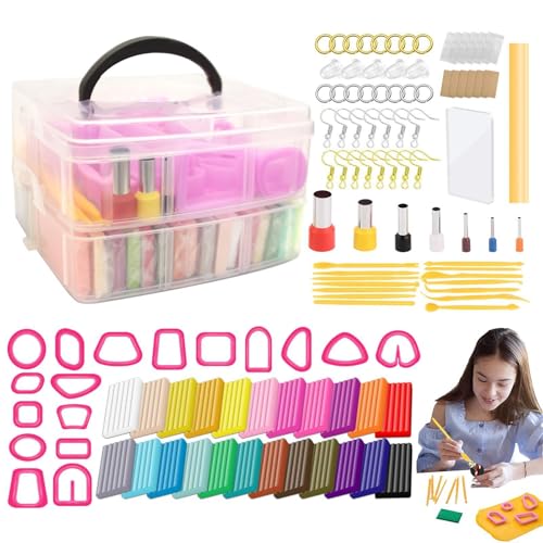 Backmasse für Kinder,Backmasse für den Ofen,Back-Ton-Set mit Modellierwerkzeugen - Nicht klebendes Ton-Set für künstlerische Kreationen, ideal für die Schmuckherstellung, Heimdekoration
