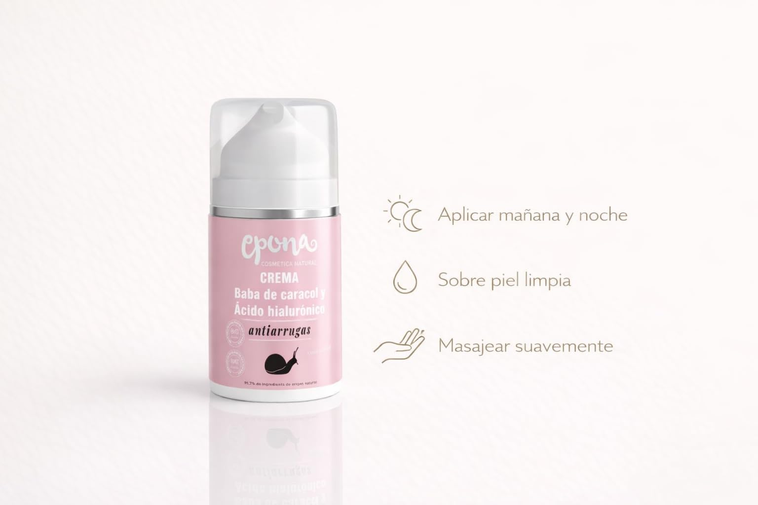 EPONA Crema Facial BIO con Baba de Caracol y Ácido Hialurónico – Hidratante Reafirmante Natural – Piel Sensible y Madura – Fórmula Ecológica Certificada – 50 ml