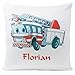 Produktbild Kissen mit Namen Geburt Feuerwehr 40x40 cm inkl. Füllung Kuschelkissen, Kissen Farbe:Vorderseite weiß/RS hellblau