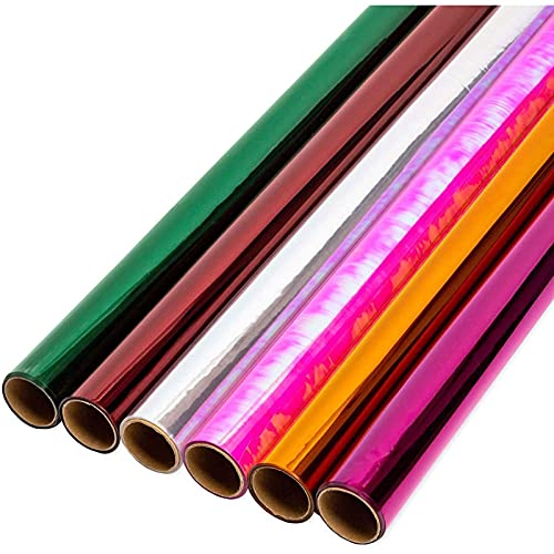 Bright Creations Clear Cellophane Gift Wrapping in 6 Colors (17 in x 10 Ft, 6 Pack)