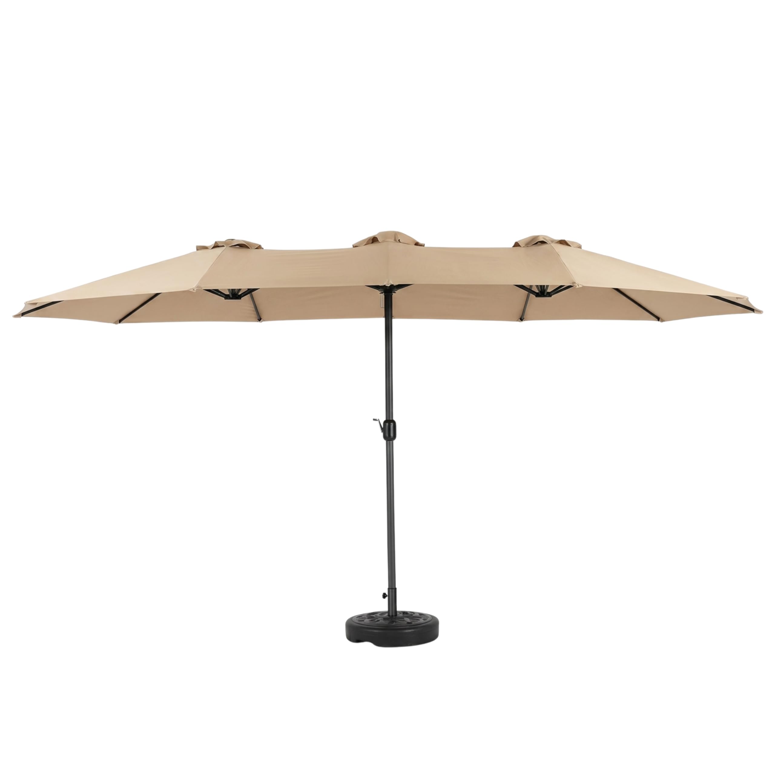 15ft Patio Umbrella Double Sided Outdoor, Large Garden Umbrella with Base 65Kg, Rectangular Sunshade, Crank Handle, 12 Ribs Heavy Duty for Backyard, Poolside, Cafe, Terrace-image-12