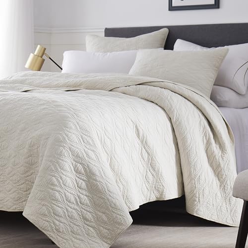 Palassio Ivory 100% Cotton Quilt Queen Size Bedding Sets With Pillow Shams thumb #3