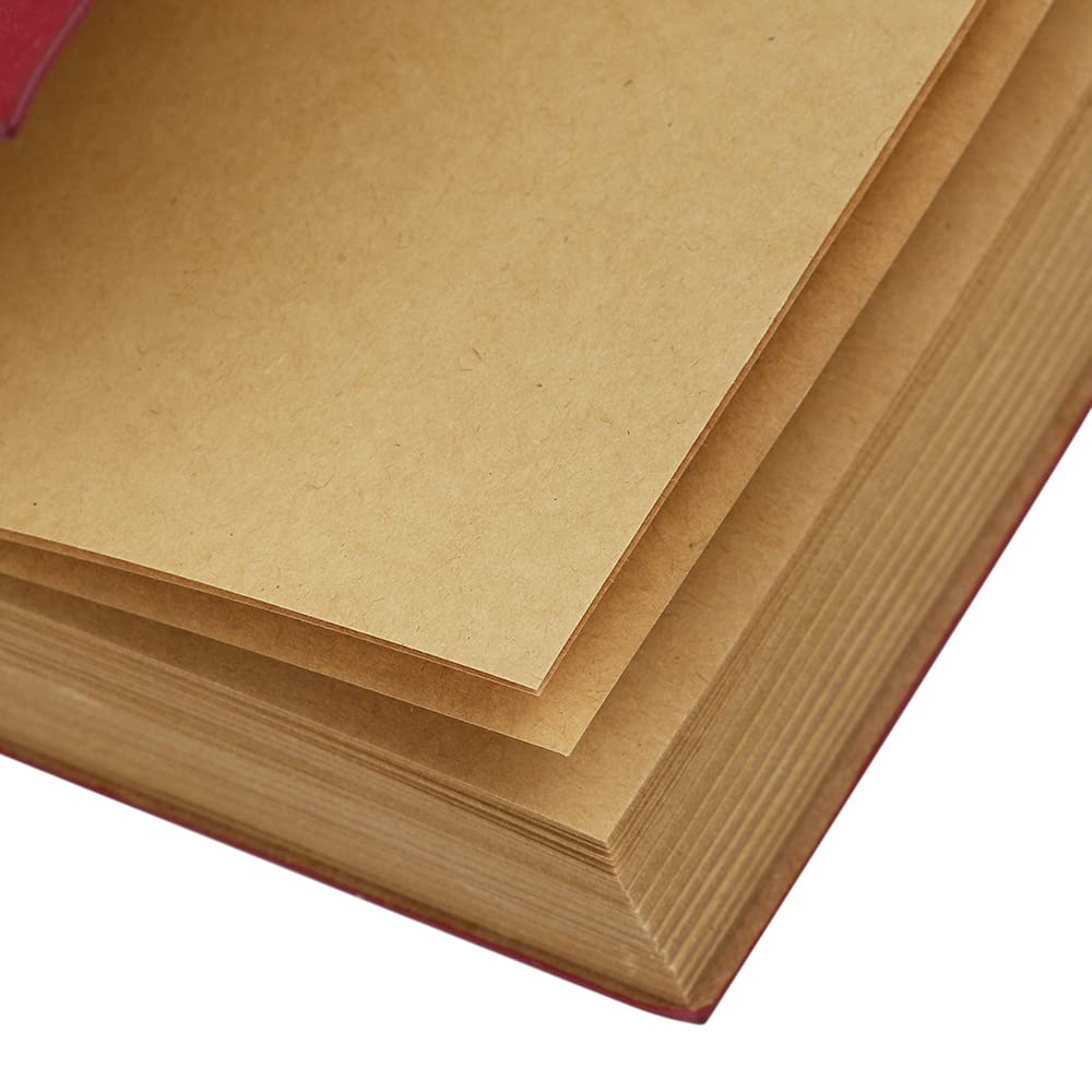 Bloc de notas en blanco con tapa PU, estilo clásico retro vintage, cuerdas y encuadernado llave, diario viaje, cuaderno bocetos, s(Red)