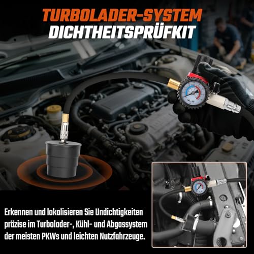 GEARMONSTER 9tlg Turbolader Ladeluft System Adapter Satz Ladeluftkühler Abdrücksatz Tester Prüfwerkzeuge für Ladeluftschläuche, Abgasturbolader und Kompressorsysteme