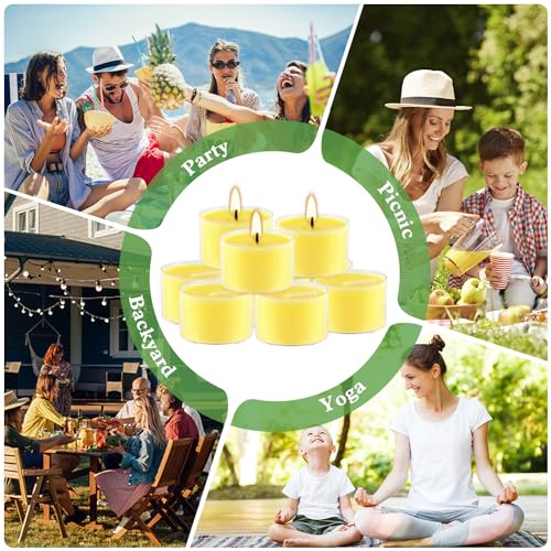 Image of 50 Pack Clear Tea Lights Candles Bulk, Summer Citronella Candle Outdoor and Indoor, for Birthday Emergency Home Garden(8 Hour, Yellow)