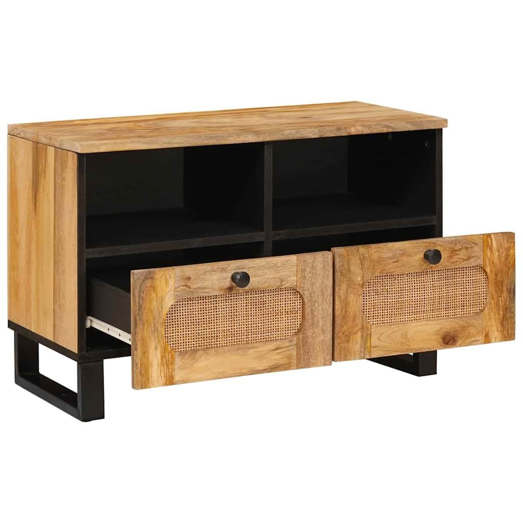 Szafka pod telewizor z litego drewna mango brązowa 70 x 33 x 46 cm