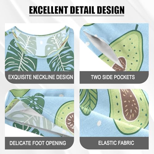 senya Short Sleeve Pajamas Sets Summer Cotton Sleepwear Avacado with Tropical Leaves4