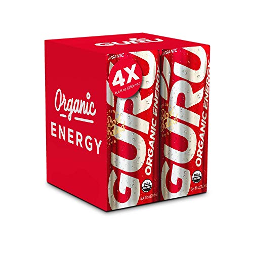 Guru Organic Natural Energy Drink with Green Tea & Guarana, Gluten Free, Vegan, 8.4 Fl Oz (Pack of 4)