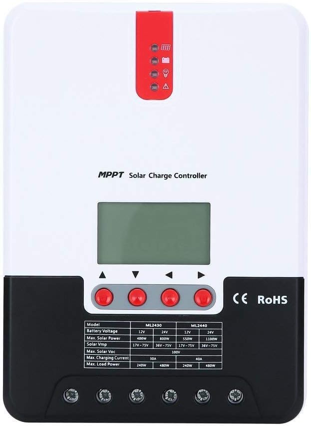 vFound 30A MPPT Solar Charge Controller 12V/24V Automatically Identifying System Voltage Solar Panel for Intelligent Regulator with LCD Display（30A）